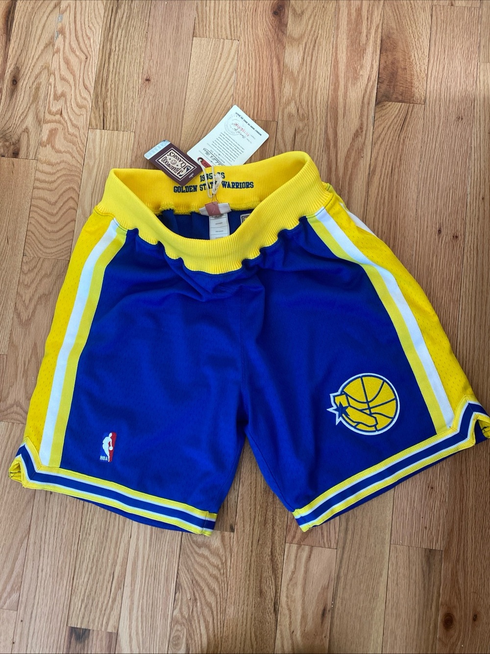 Mitchell & Ness Blue and Yellow Men's Athletic Shorts - Picture 3 of 4
